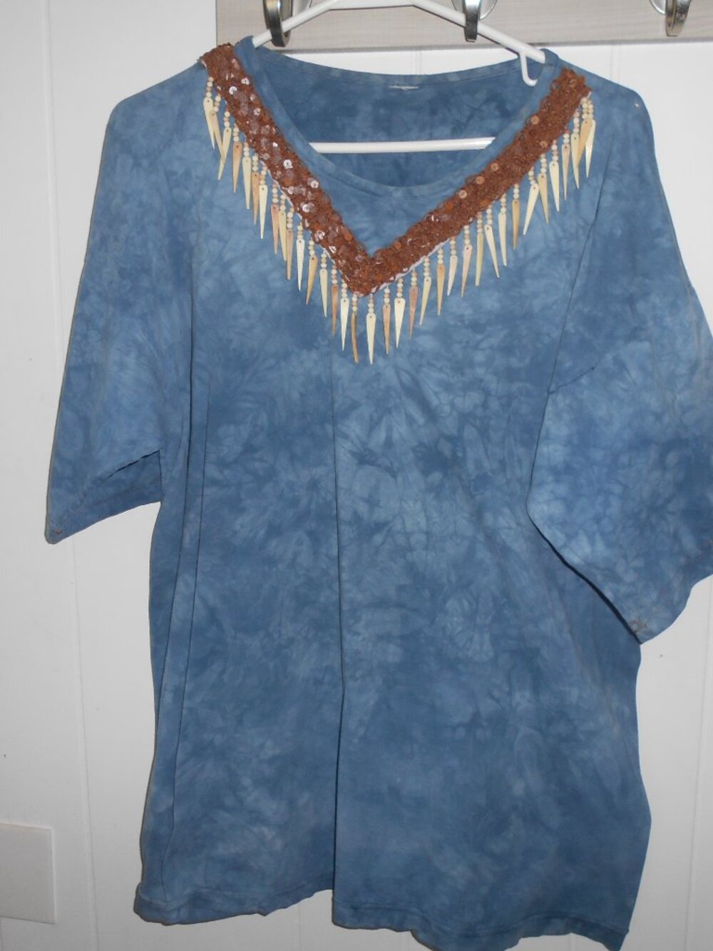 Blue Tee w/ Unique Neckline- Large Adult